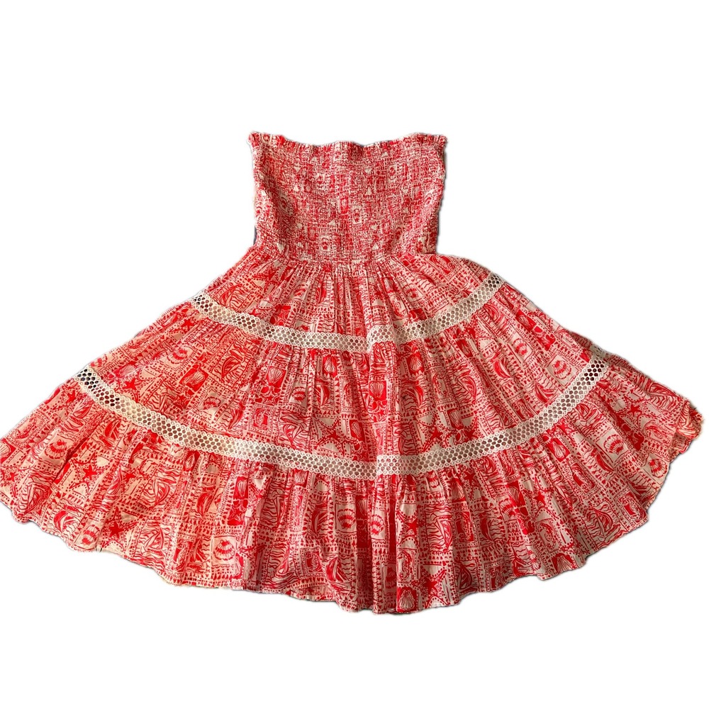 Lilly Pulitzer Strapless Dress in Red and White